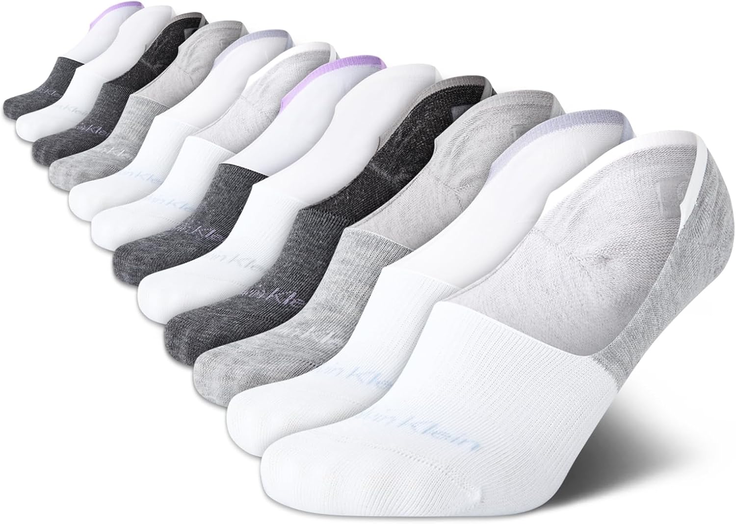 

Женские носки Calvin Klein Liner Socks - 12 пар легких хлопковых носков-невидимок для женщин, White Grey Assorted