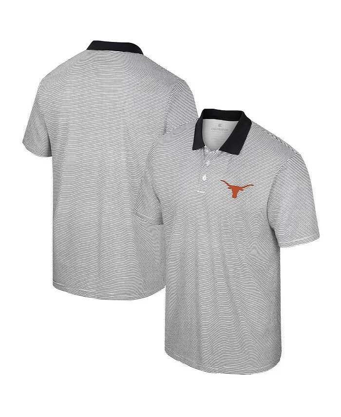 

Мужская белая рубашка-поло с принтом Texas Longhorns в полоску Colosseum