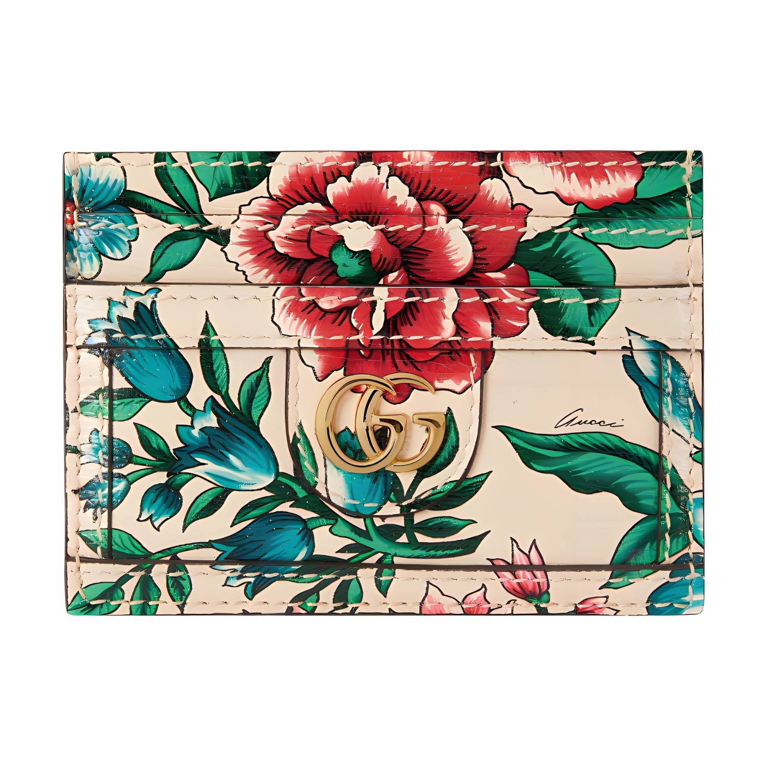 

GUCCI Кожаный картхолдер Ophidia женский разноцветный