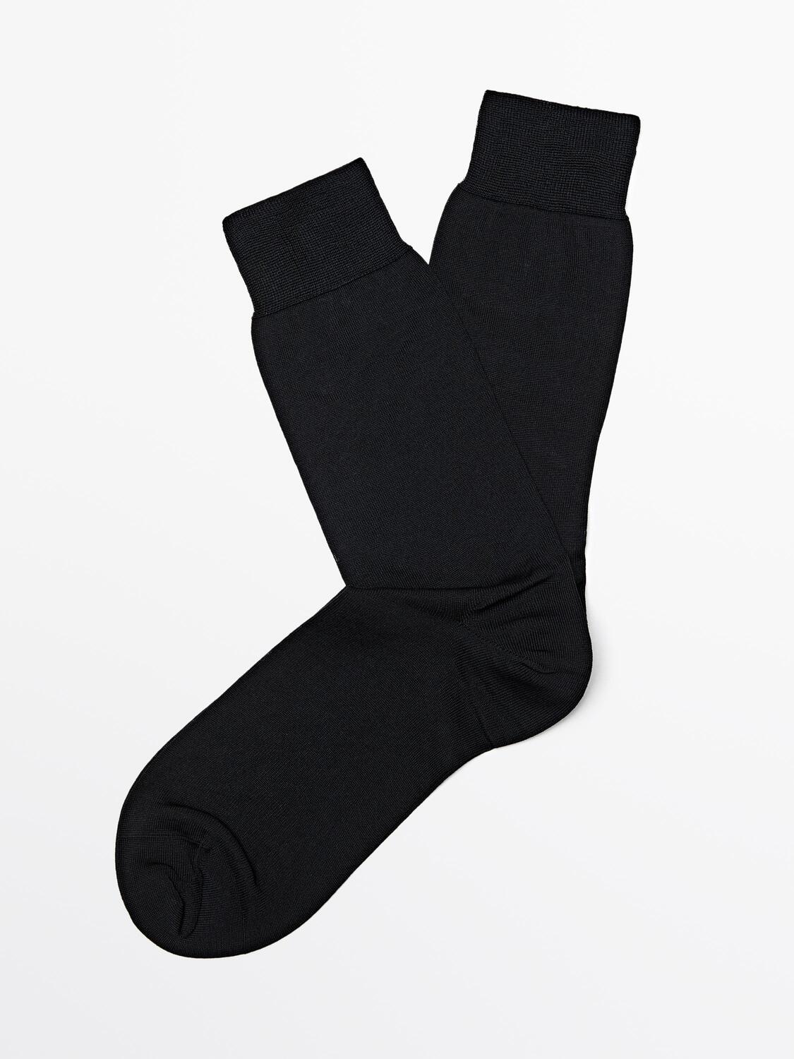 Классические однотонные носки Massimo Dutti, black — фото 2