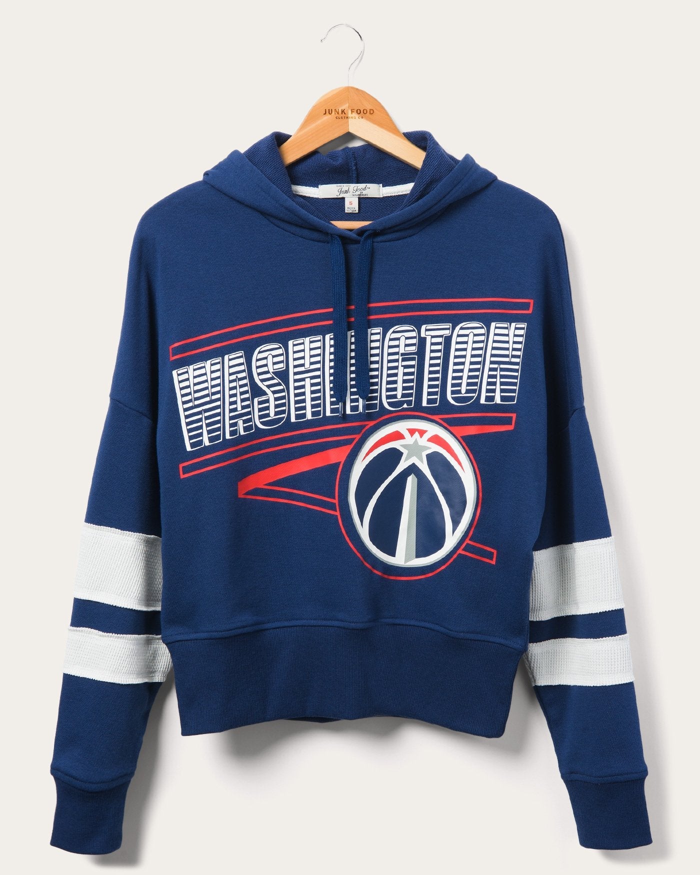 

Женский полосатый флисовый худи Wizards Overtime Junk Food Clothing, темно-синий