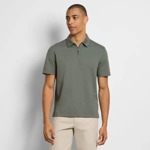 

Мужское поло на молнии из жаккарда в тон Van Heusen, цвет balsam green