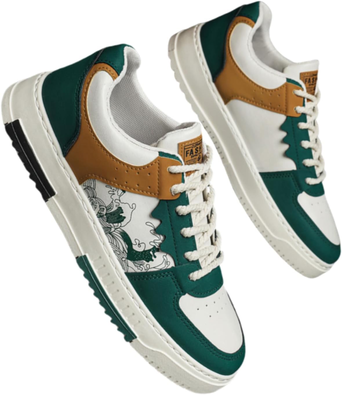 

Мужские ретро-кроссовки низкие - повседневная обувь - оригинальный дизайн для весны и осени, модные цвета - сочетаются с одеждой, шнуровка - для улицы, учебы и не только Kpdwfms, белый/зеленый