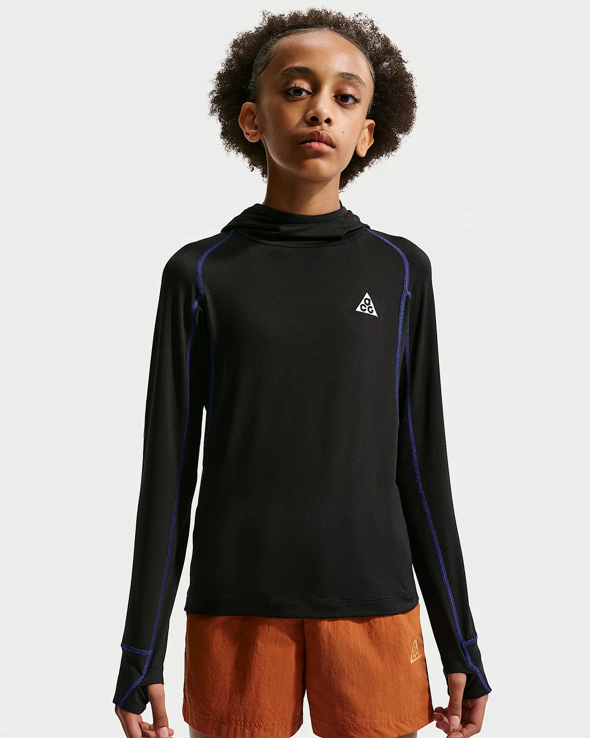 Детская удлиненная футболка с длинным рукавом Nike ACG UV, Black/Black/Summit White