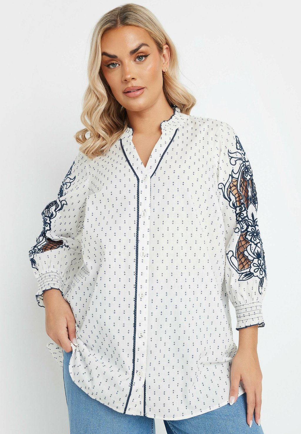 

Блузка на пуговицах DOBBY FLORAL Yours Clothing, белый