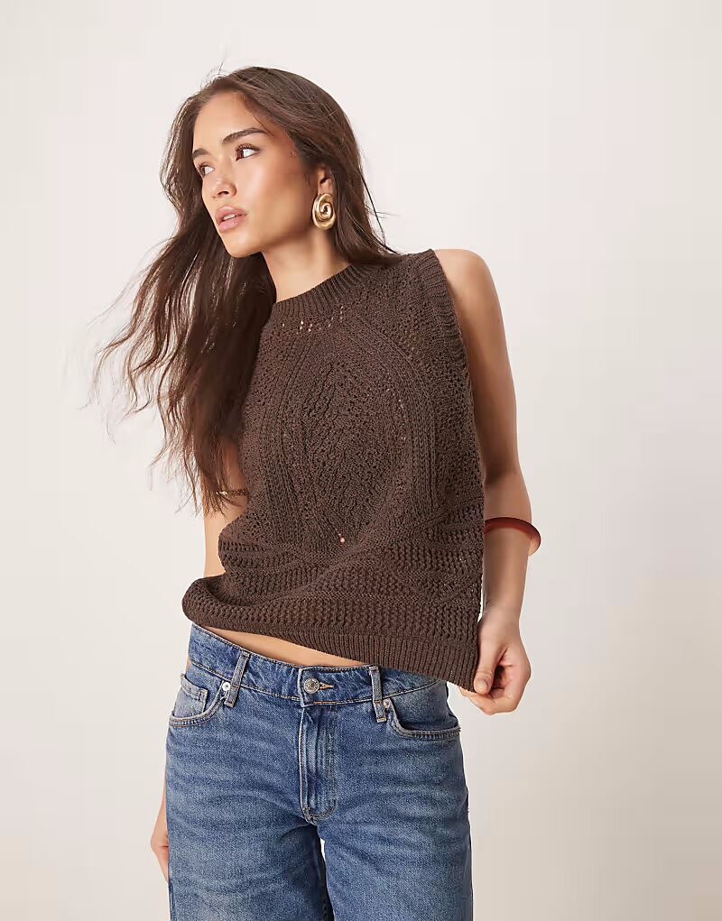 

Майка из трикотажной пряжи ASOS DESIGN шоколадного цвета