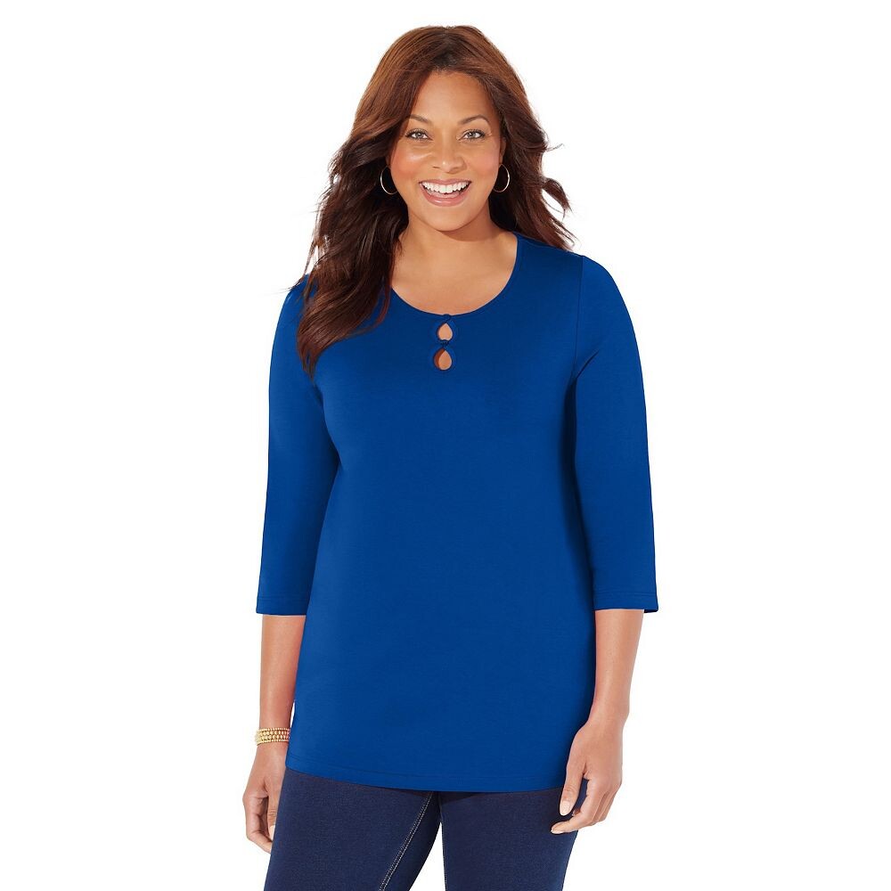 

Женская футболка в форме капли Suprema размера Petite Suprema с каплевидным узоромCatherines Plus Size, цвет Dark Sapphire