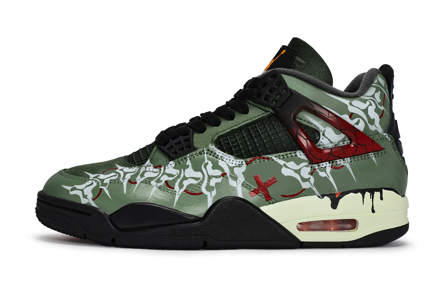 

Jordan Undefeated X Air 4 Vintage баскетбольные кроссовки мужские мид-топ Black/Red/Green