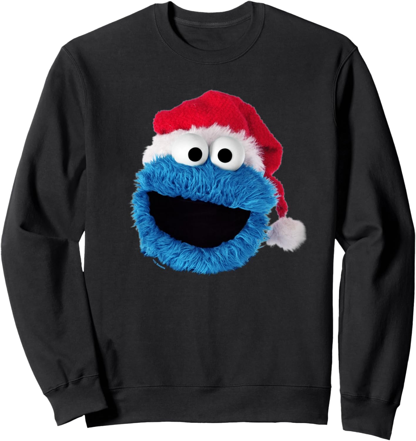 

Толстовка с изображением Коржика из «Улицы Сезам» в рождественской шапке Санты, черная Sesame Street