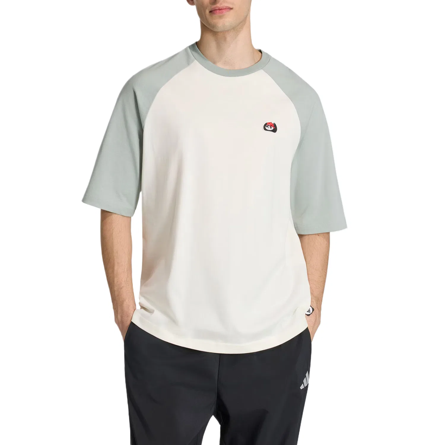 Футболка мужская Jade White/Wonder Light Gray Green, с круглым вырезом, средней посадки Adidas — фото 3
