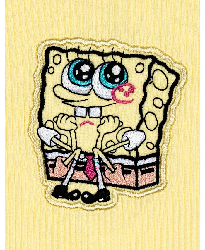 Детский комплект: ребристая футболка и шорты из велюра с начесом SpongeBob SquarePants, желтый — фото 3