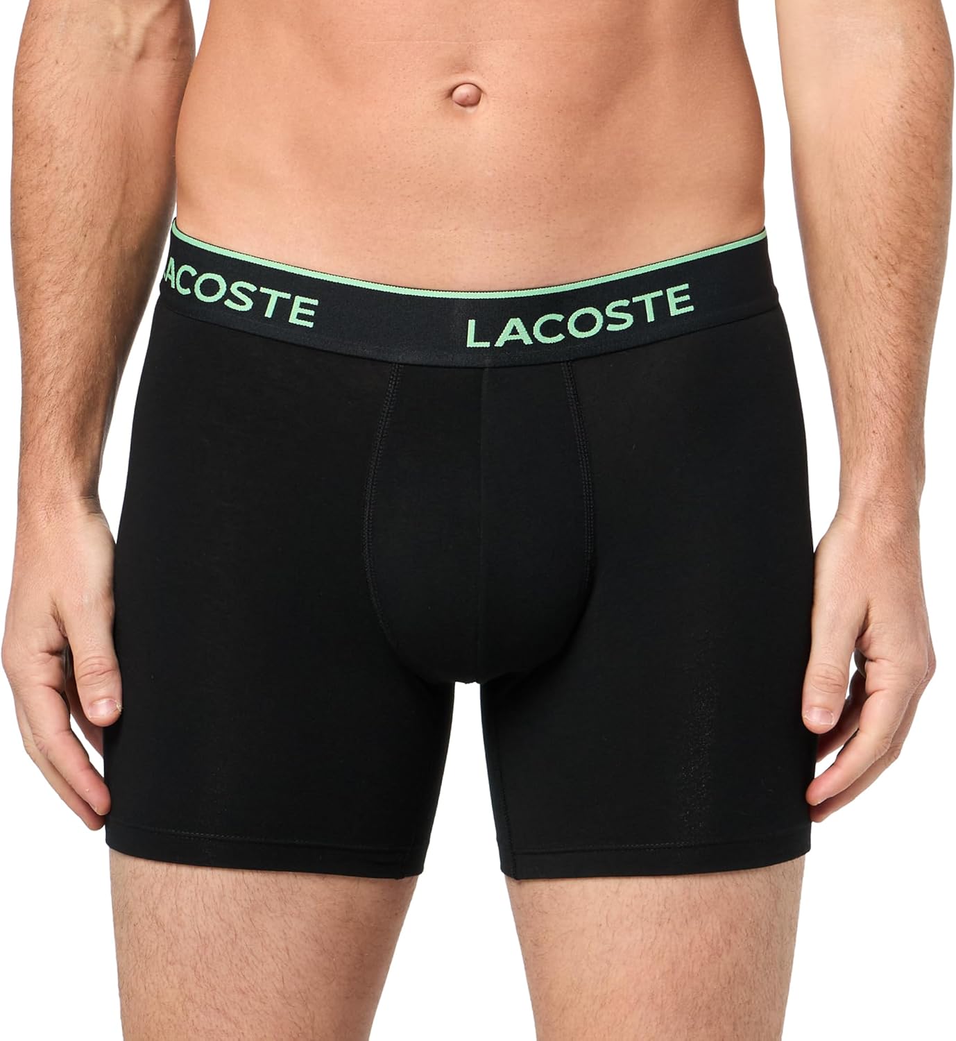 Lacoste мужские хлопковые эластичные боксеры Essentials, 3 шт (Amazon Exclusives), Black/Flamingo/Overview/Liamone — фото 2