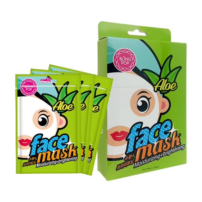 

Увлажняющие и осветляющие маски для лица с алоэ (10 шт.) Bling Pop