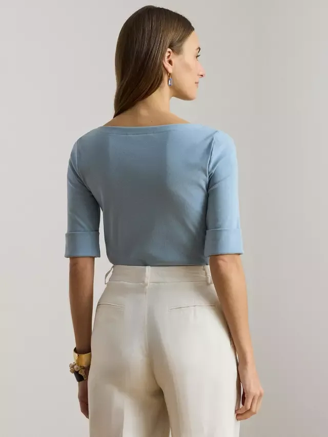 Футболка Judy из смесовой хлопковой ткани Ralph Lauren, Duck Egg Blue — фото 2