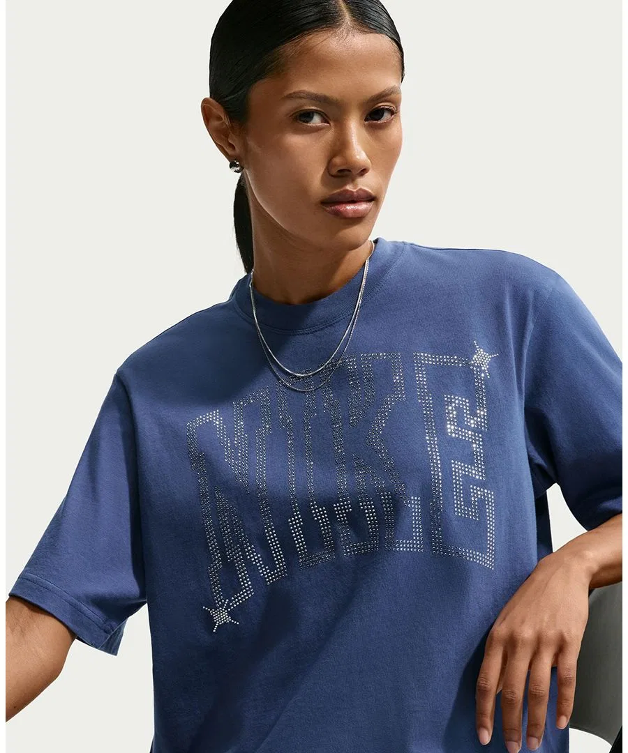 Женская классическая свободная футболка Sportswear Nike, Mystic Navy — фото 3