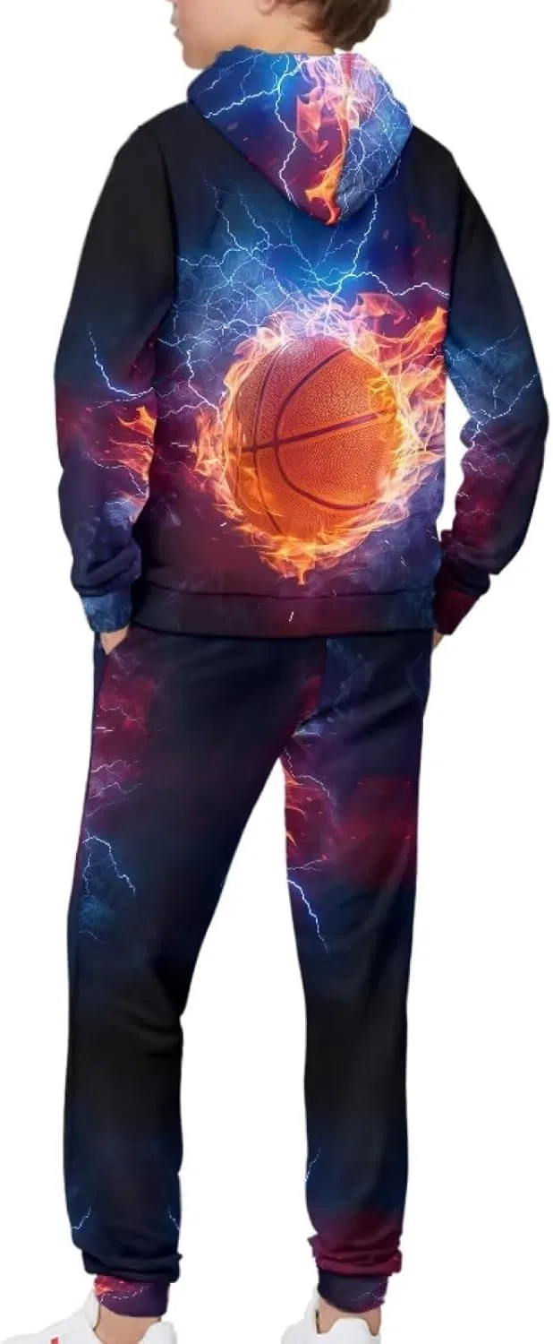 Детский спортивный костюм с принтом Fire Water Lightning, 2 предмета — фото 4