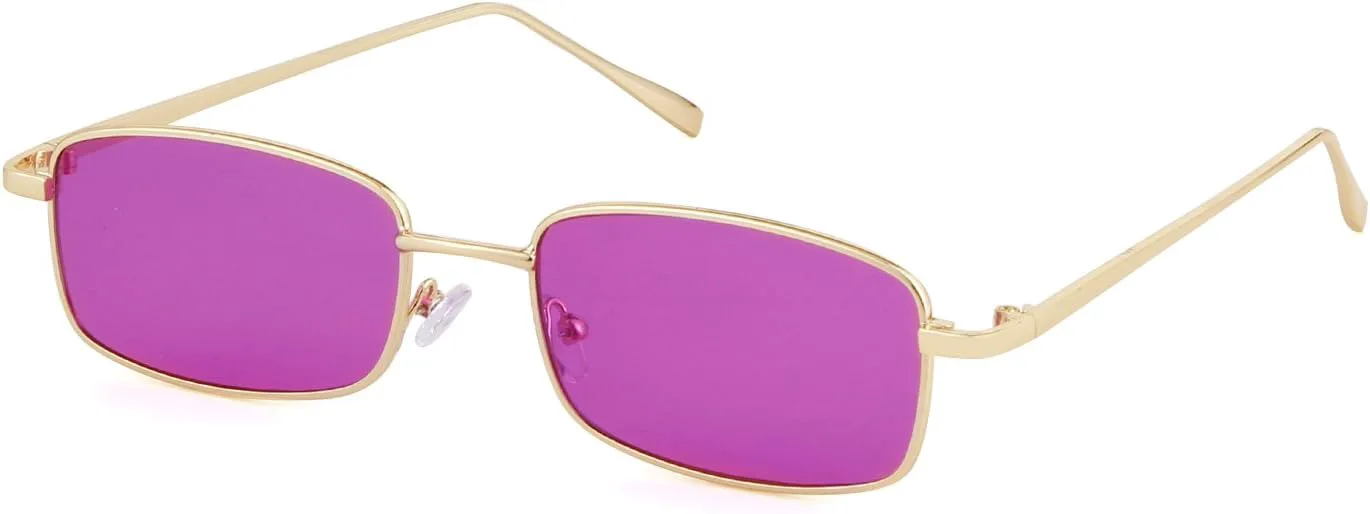 

Солнцезащитные очки ADE WU, маленькие, узкие, прямоугольные, женские и мужские, в стиле ретро, ​​Y2k, 80-х и 90-х, с защитой от ультрафиолета UV400, Gold/Purple