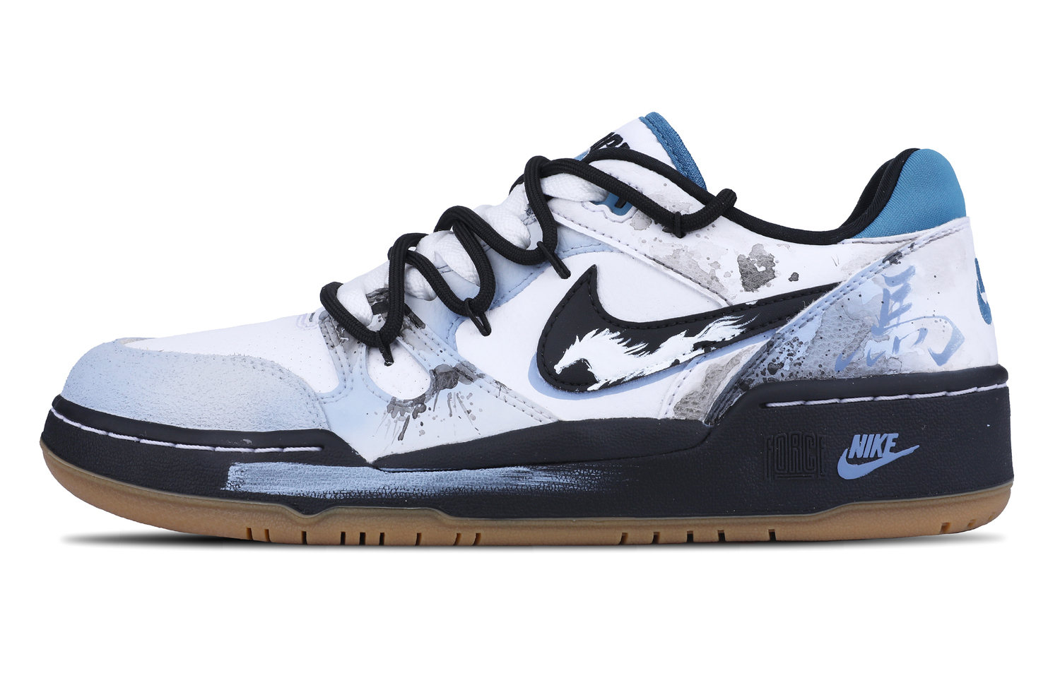 

Nike Кроссовки для скейтбординга Full Force Low Abrasion Resistant мужские бело-сине-черные