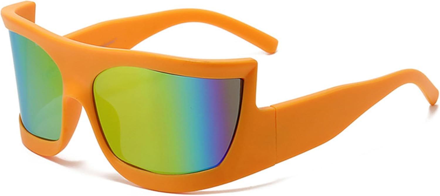 

Солнцезащитные очки Bullabulling Y2K, обтекаемые футуристические солнцезащитные очки для женщин и мужчин, Swift Square, модные спортивные очки, стильные солнцезащитные очки, Orange