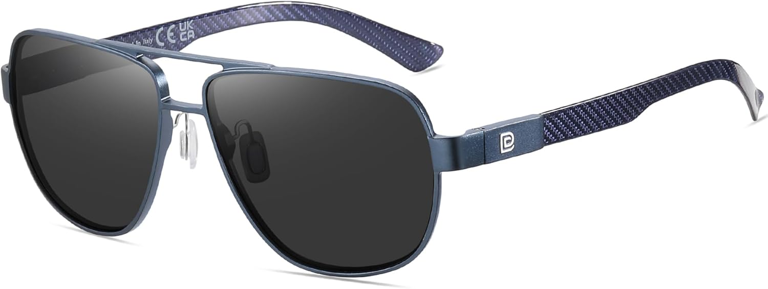

Солнцезащитные очки-авиаторы DUCO для мужчин, поляризованные, с защитой от УФ-излучения, дужки из углеродного волокна, мужские солнцезащитные очки для вождения 3051, Blue Frame Grey Lens