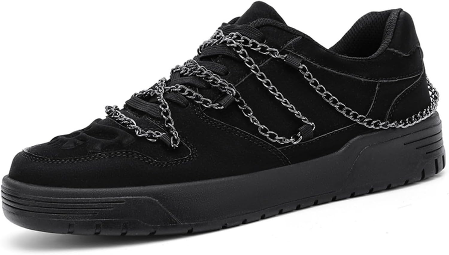 

Мужские модные кроссовки с серебряными цепочками и прочной резиновой подошвой черного серого цвета- удобная стильная обувь для повседневного ношения Kelibasi