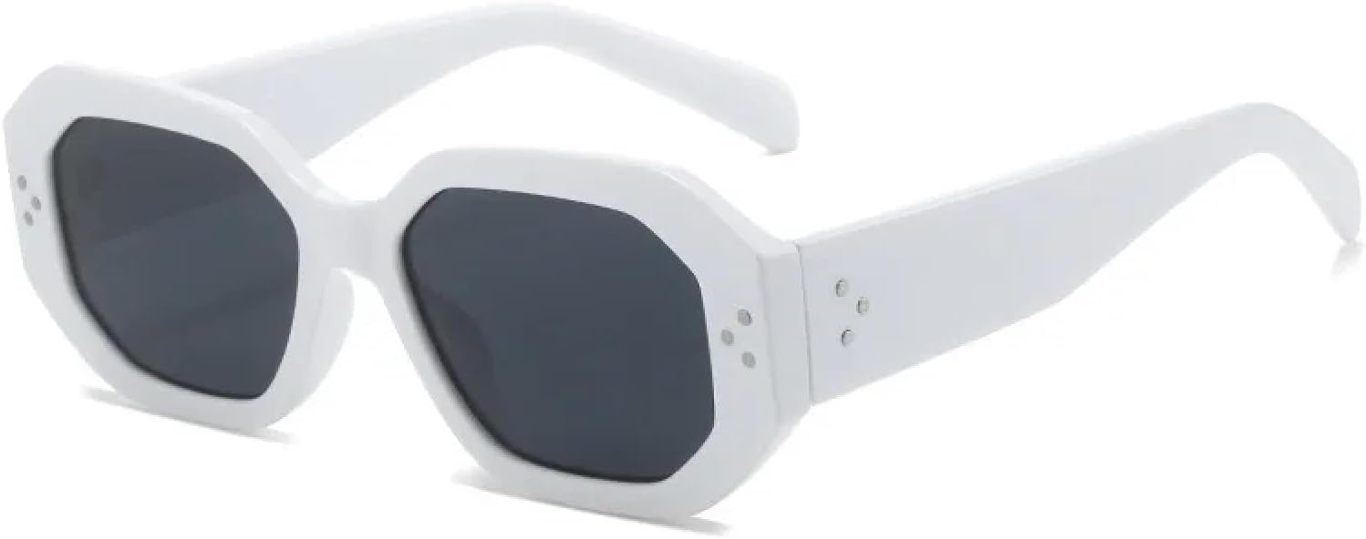 

Разноцветные многоугольные солнцезащитные очки для женщин и мужчин, роскошные, с защитой от УФ-излучения UV400, в стиле панк, для активного отдыха на природе UATXTAU, White-black