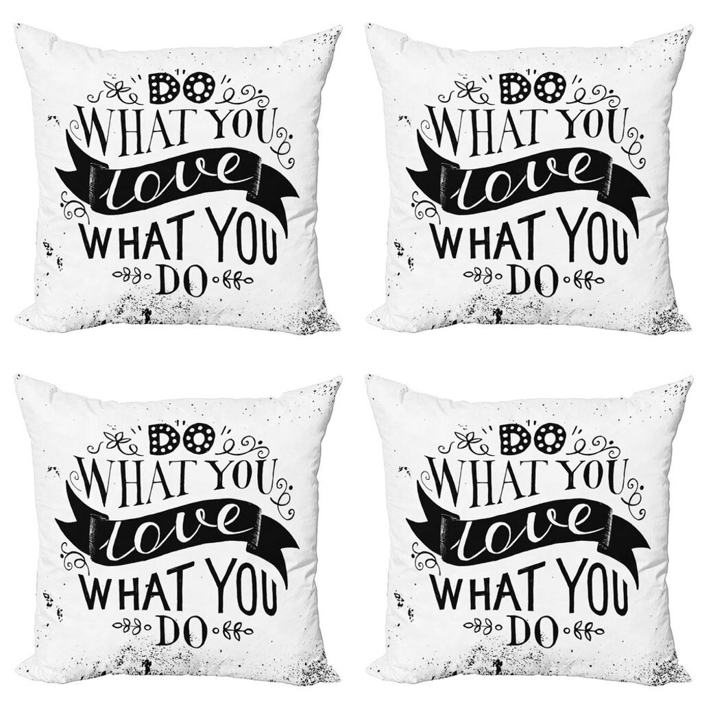 

Вдохновляющий набор чехлов на подушки ABAKUHAUS (4 предмета), Do What You Success Love, современная двусторонняя цифровая печать, 45 см x 45 см, черный и белый