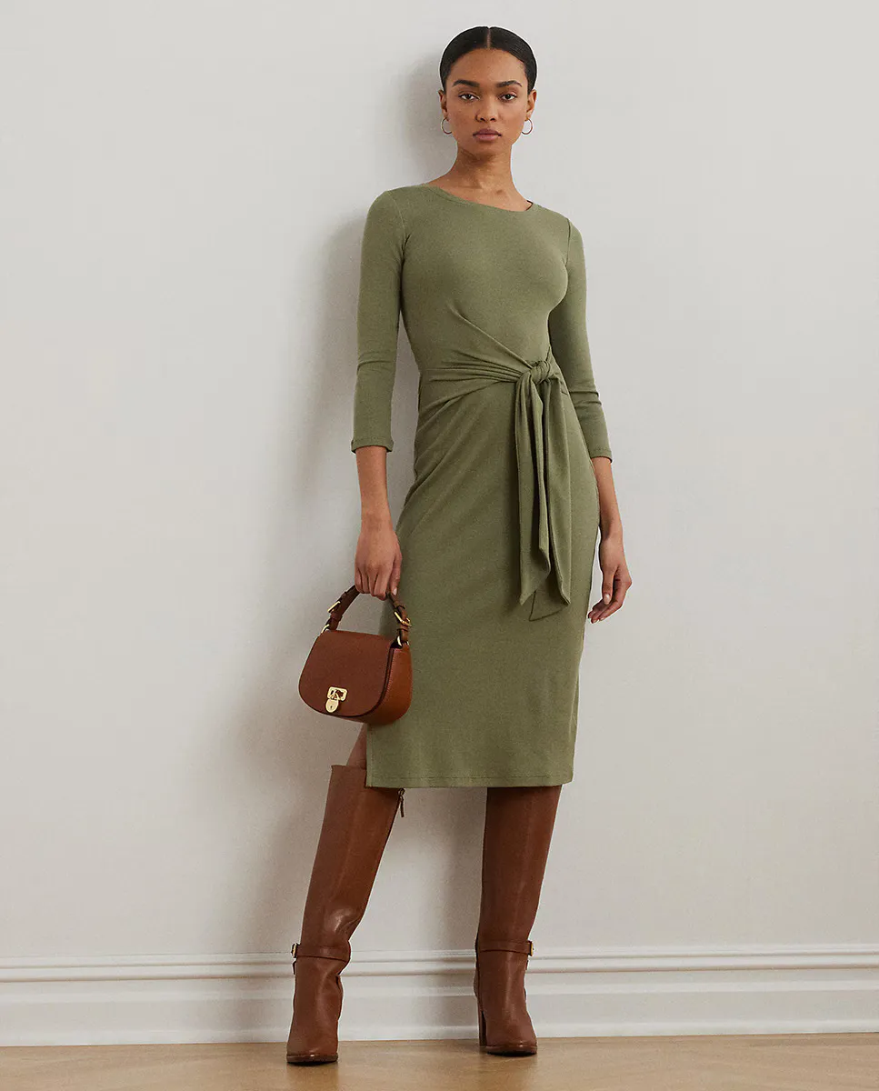 

Платье с узлом из эластичного трикотажа Lauren Ralph Lauren, зеленый