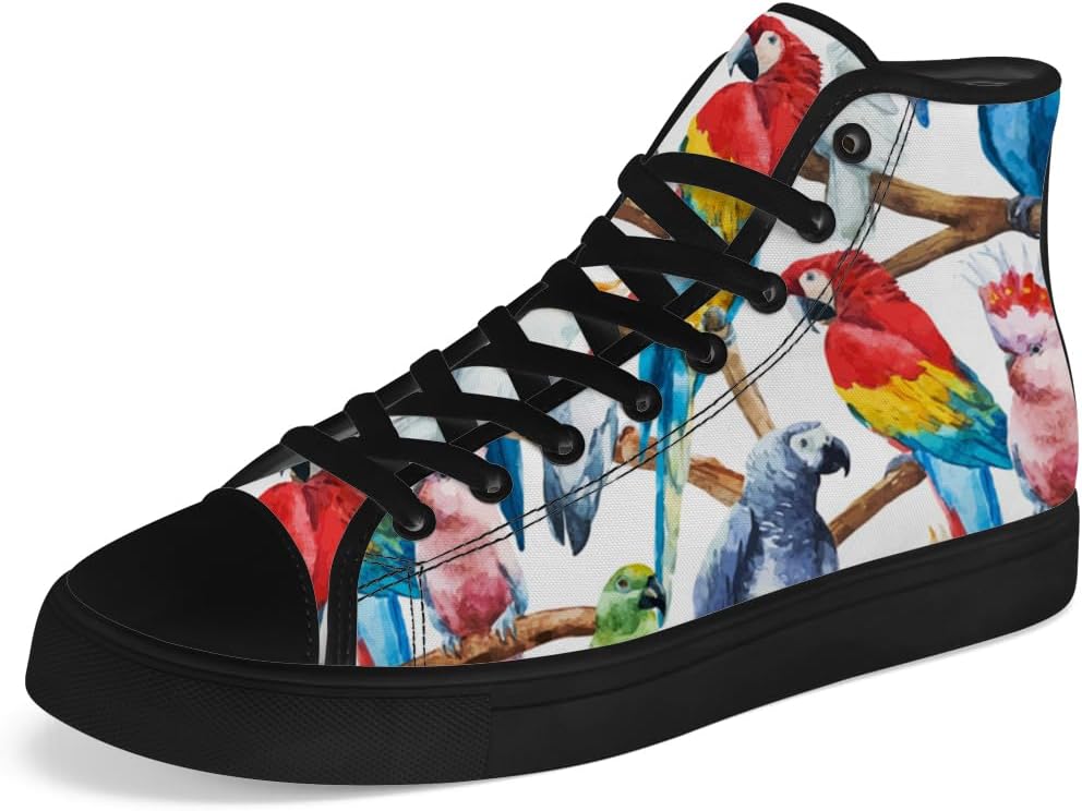 

Высокие кеды на шнуровке с рисунком попугая для мужчин и женщин, повседневная обувь, подарок для папы и мамы Chebing, белый
