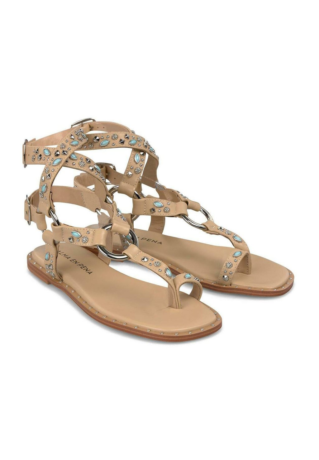 Сандалии с манжетой на щиколотке PLANA DE CON PUNTERA CUADRADA Y CIERRE CON HEBILLA - T-bar sandals Alma en Pena, светло-коричневый — фото 3