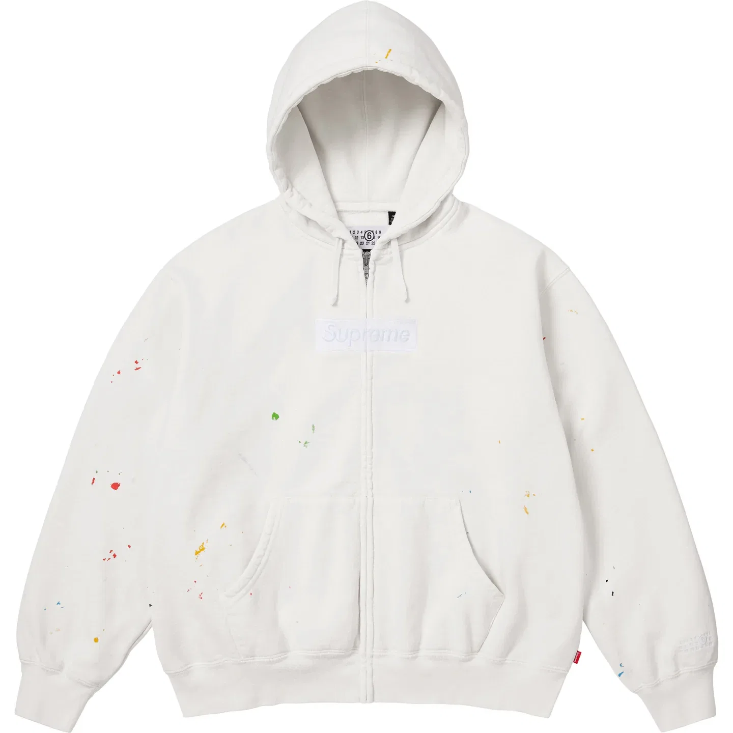 Толстовка с капюшоном на молнии x MM6 Maison Margiela SS26 WEEK4 Box Logo, унисекс Supreme, White