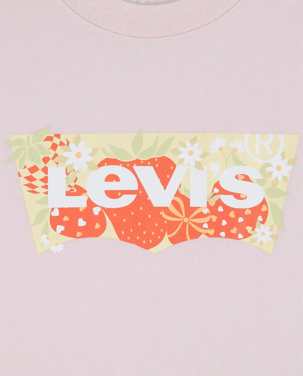 Футболка с летучей мышью и клубникой от Levi's, розовый — фото 3