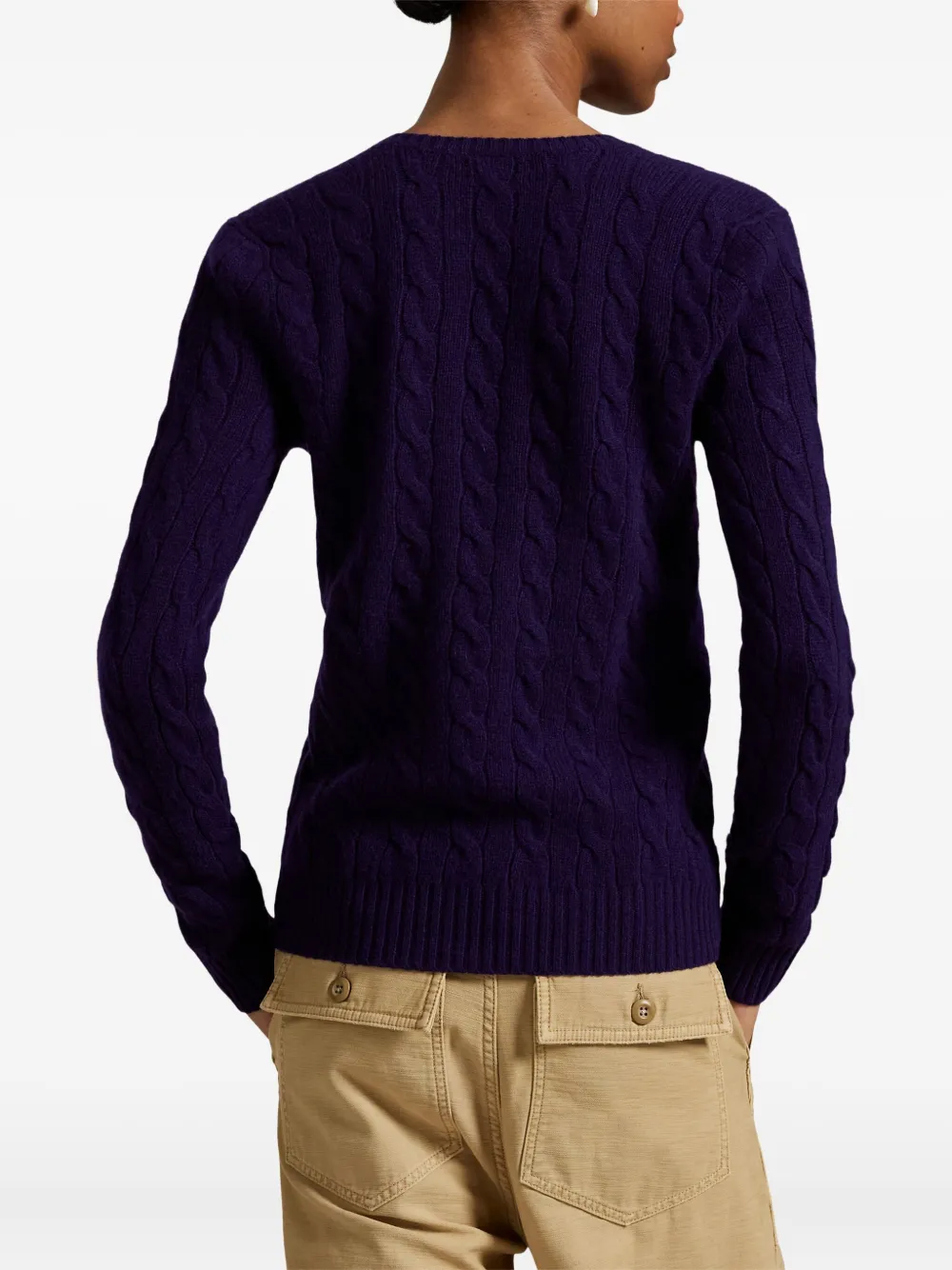 Свитер фактурной вязки с V-образным вырезом POLO RALPH LAUREN, синий — фото 4