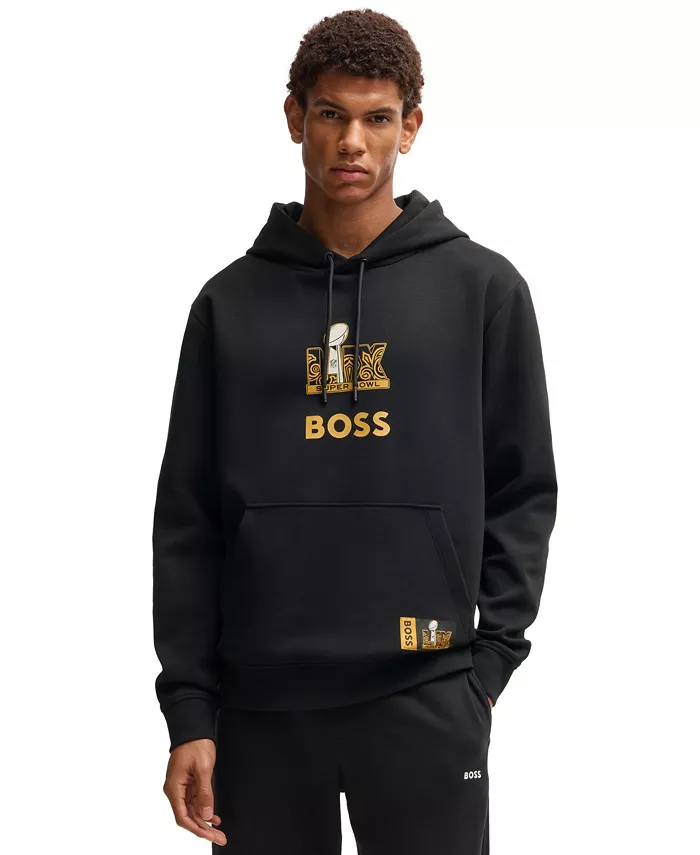 

NFL Мужской худи с золотистым принтом Hugo Boss, черный