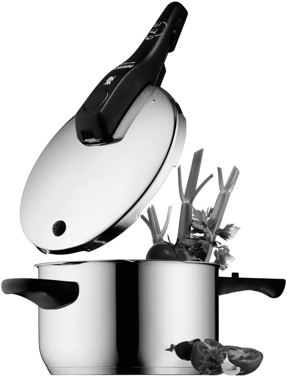 

Скороварка WMF "Perfect RDS", нержавеющая сталь Cromargan 18/10, скороварка со съемной ручкой крышки, индукционная Ø 22 см + высота 23 см, цвет edelstahlfarben/schwarz