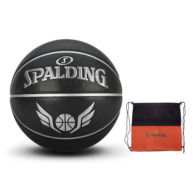 

SPALDING Баскетбольный мяч PU Basketball Black Silver размер 7 тренировочный унисекс