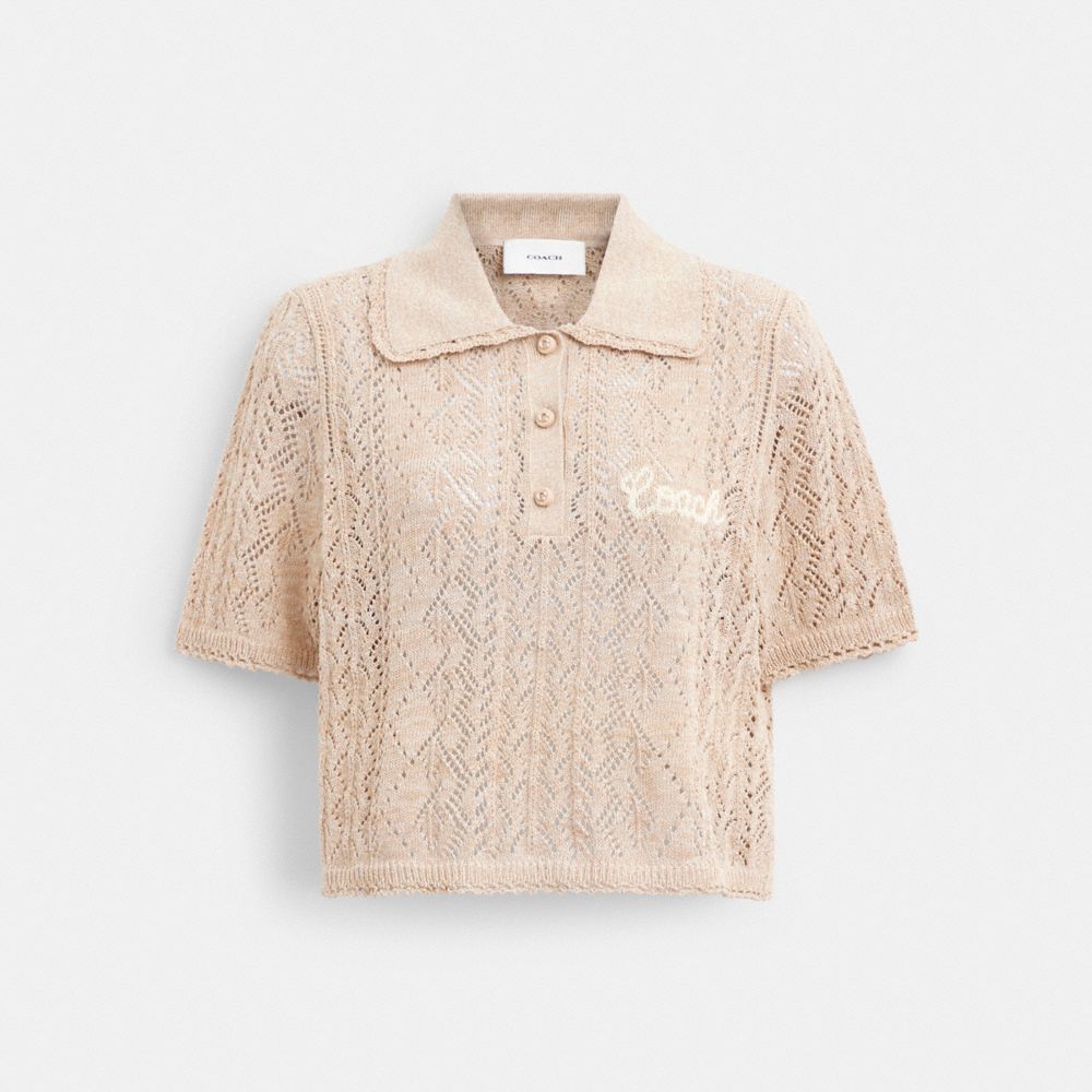 

Топ Coach Cropped Knit Polo Top, желтый