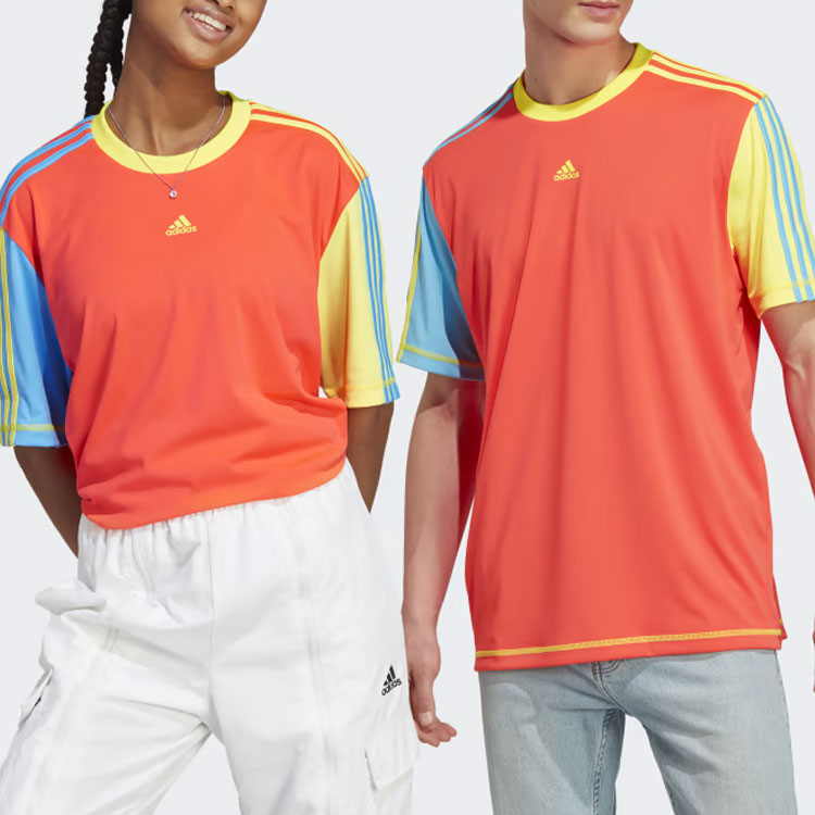 Adidas Футболки унисекс, ярко-красные, с круглым вырезом, умеренно прямой крой — фото 4