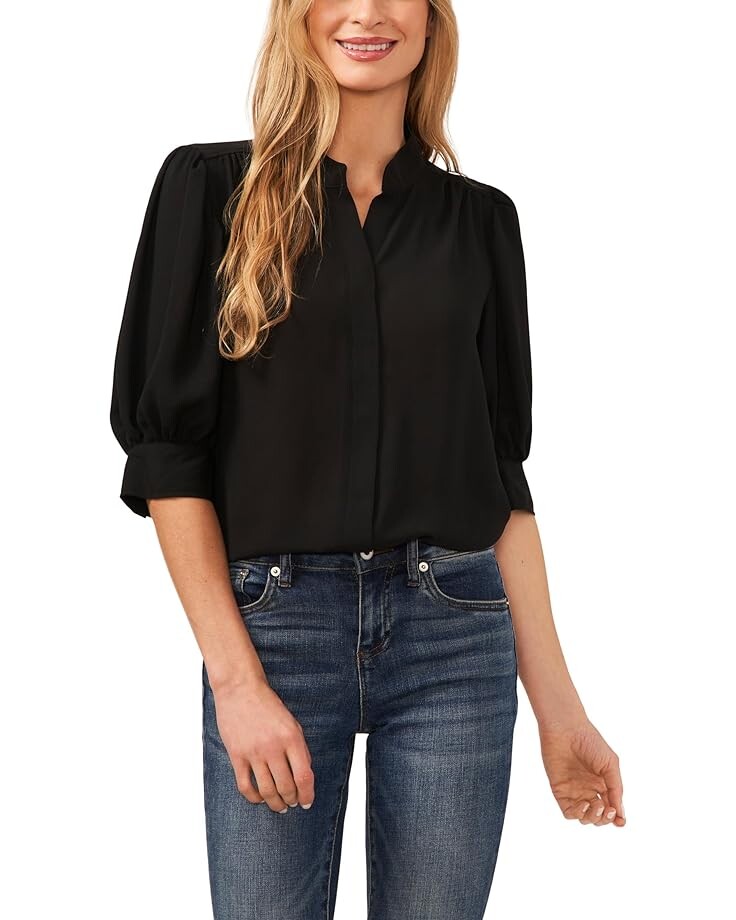 

Блуза CeCe Elbow Sleeve Open Collar, цвет Rich Black