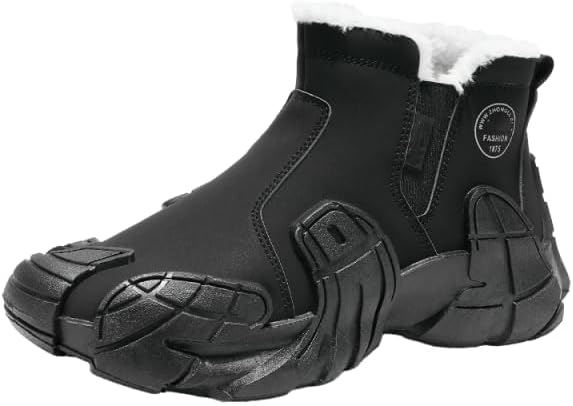 

Мужские зимние модные кроссовки - повседневные и стильные, толстая подошва для увеличения роста, противоскользящие и долговечные, теплая искусственная кожа для всех сезонов Hchctry, черный