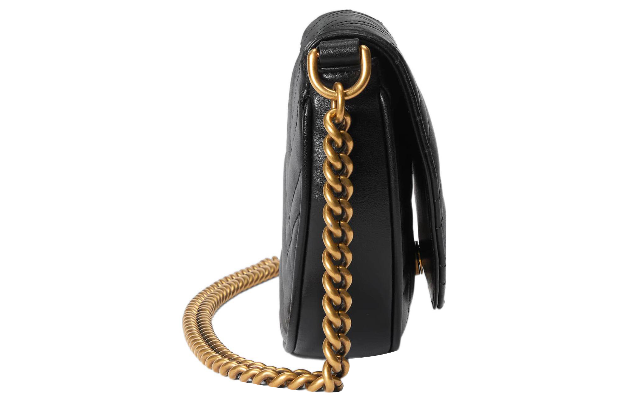 Мини-сумка Gucci Marmont Quilting на цепочке, черная — фото 4