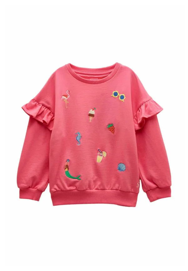 Толстовка с круглым вырезом и рукавами с оборками Joules, Pink