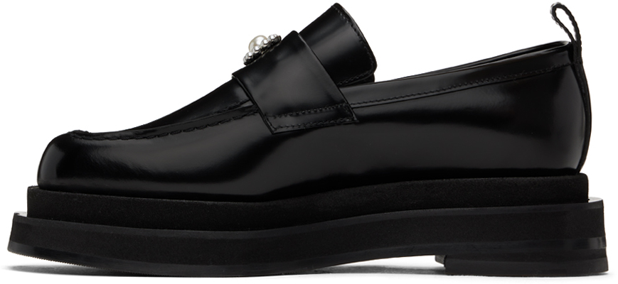 Черные мокасины с сердечком на платформе Simone Rocha, Black/Pearl — фото 3