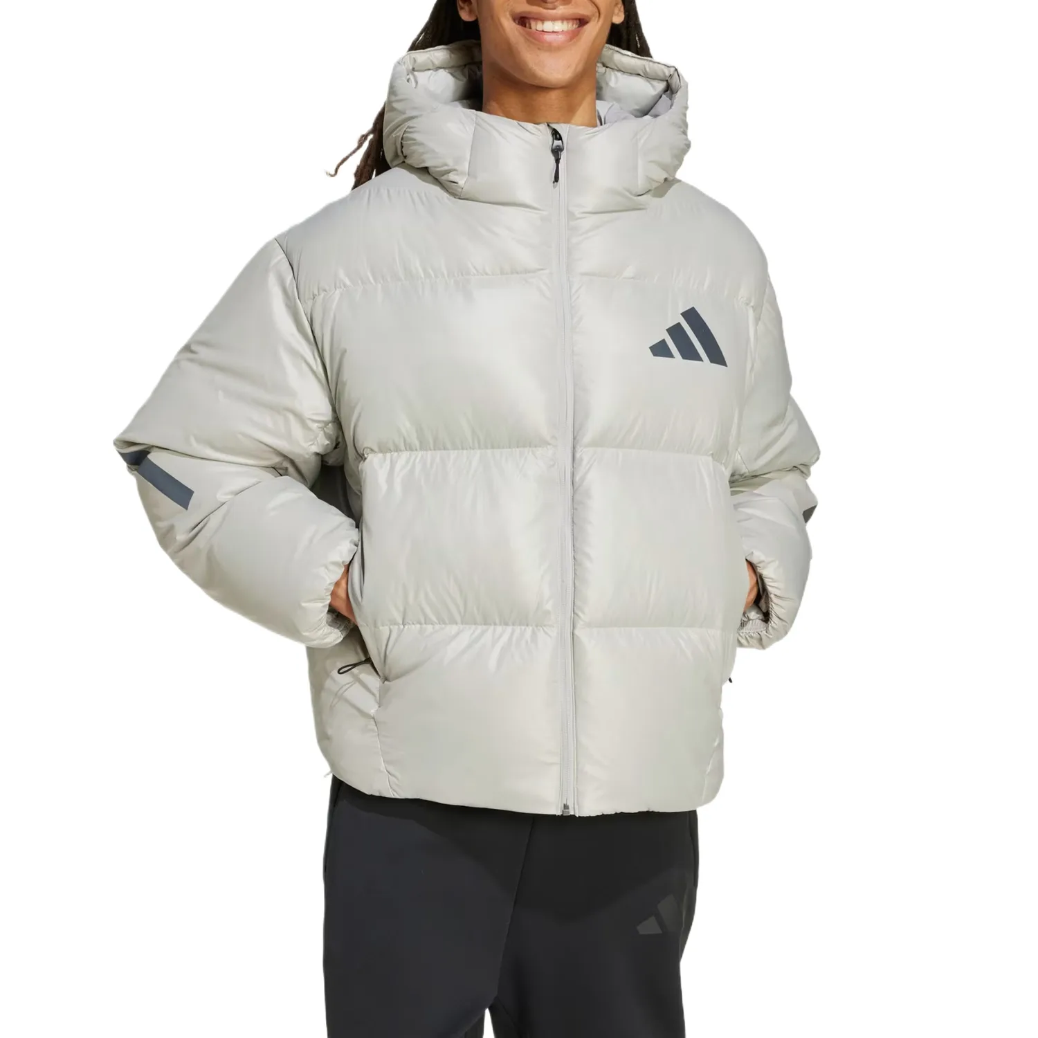 Куртка пуховая мужская Sportswear Adidas, metallic серый — фото 3