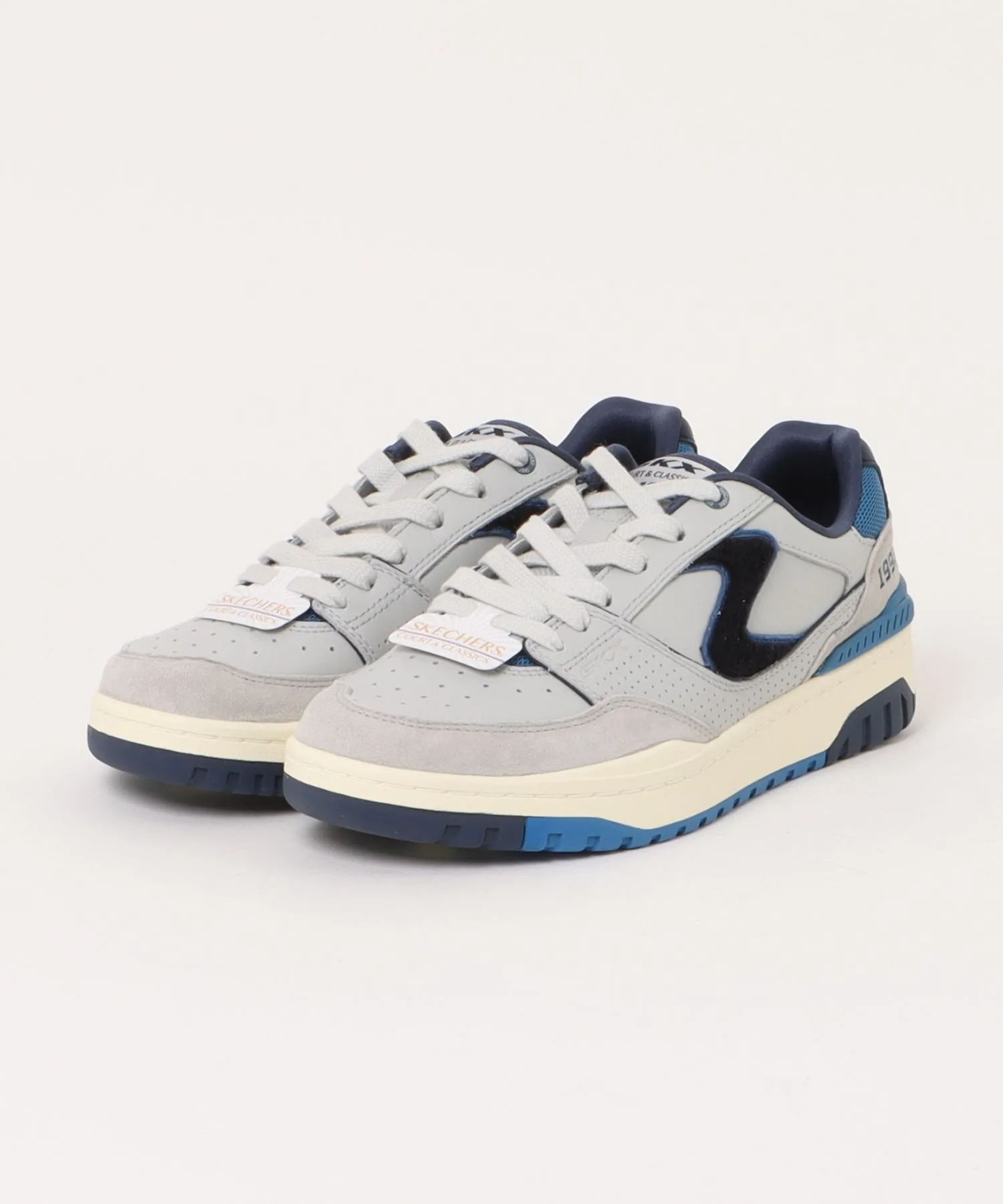 Мужские кроссовки из кожи и замши S-1992 SKECHERS серые
