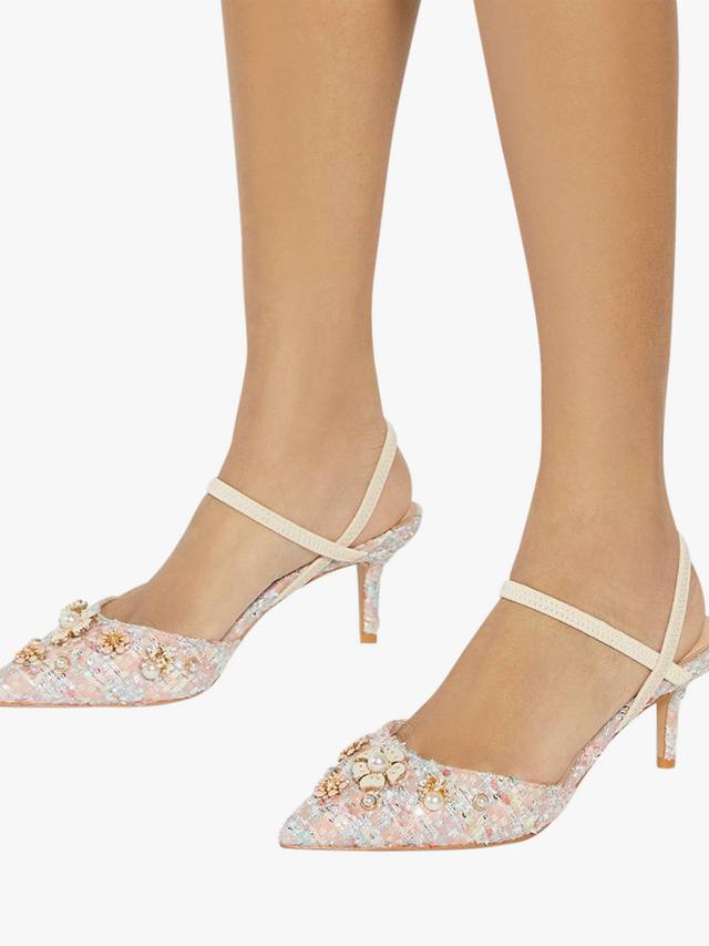 Diana 3D цветочные украшения острые каблуки лодочки Dune London, Pink/Multi — фото 2