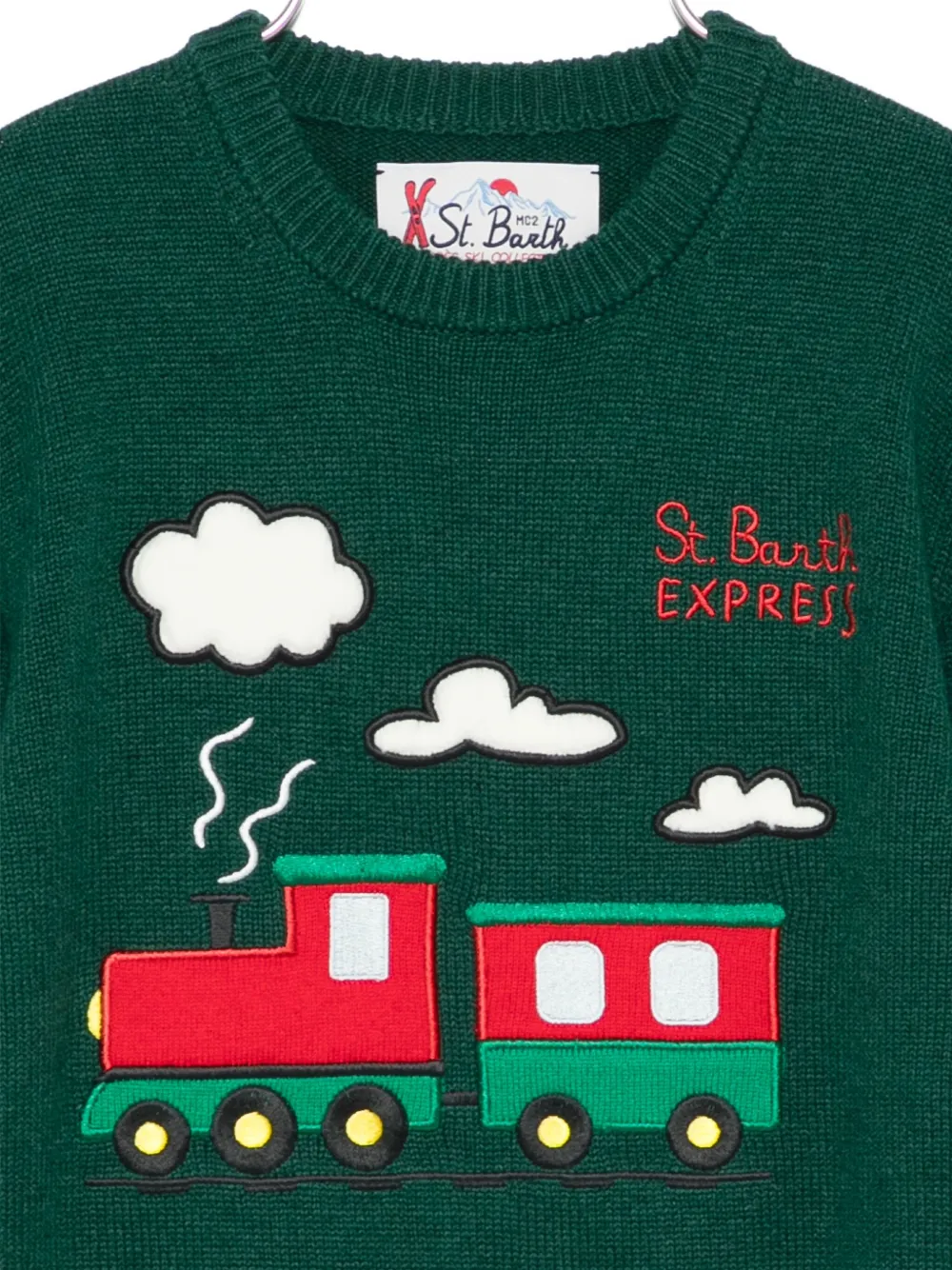 Джемпер с интарсией в виде поезда Mc2 Saint Barth Kids, зеленый — фото 3