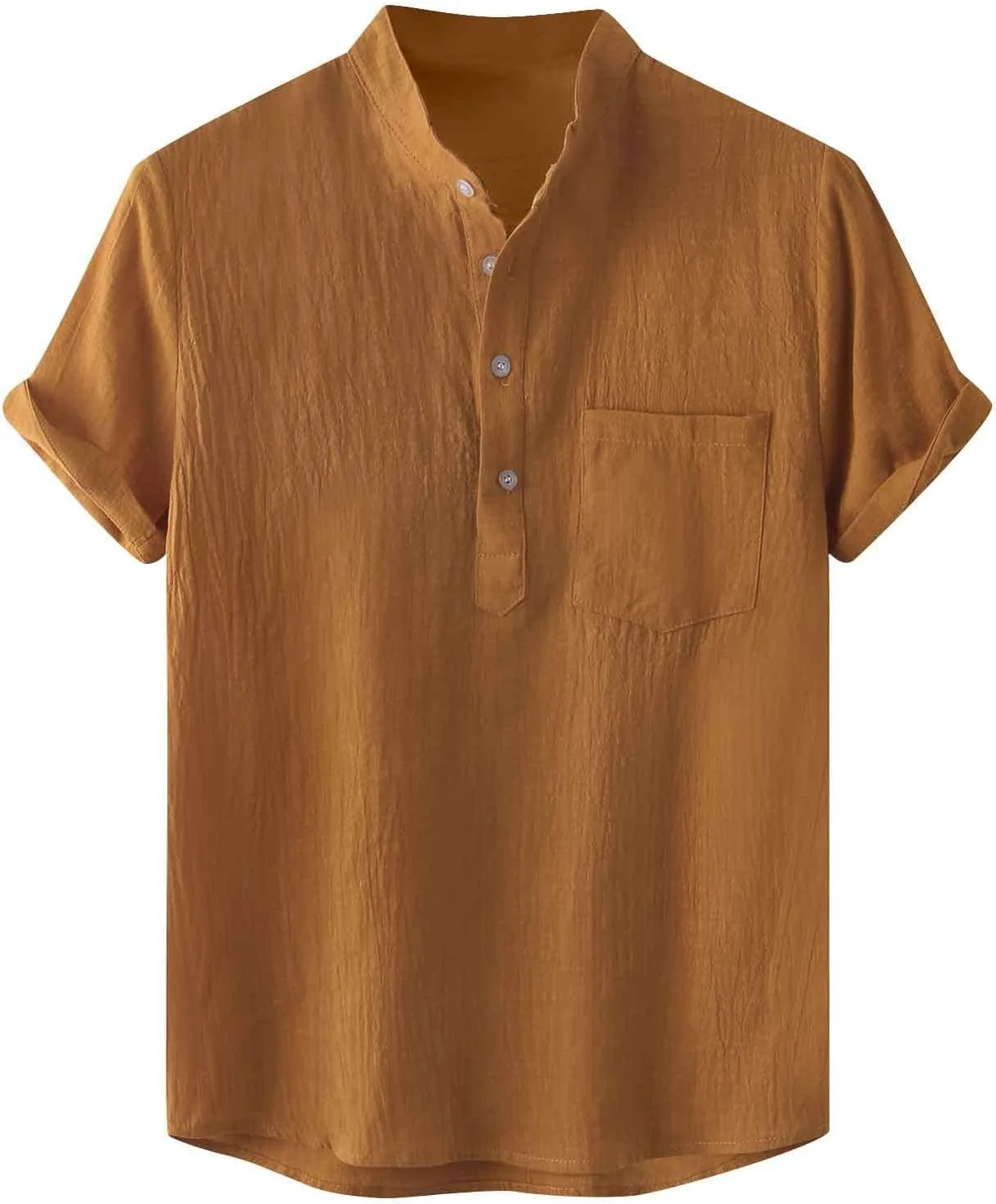 

Мужская хлопковая льняная рубашка-поло Muscularfit с коротким рукавом и накладным карманом