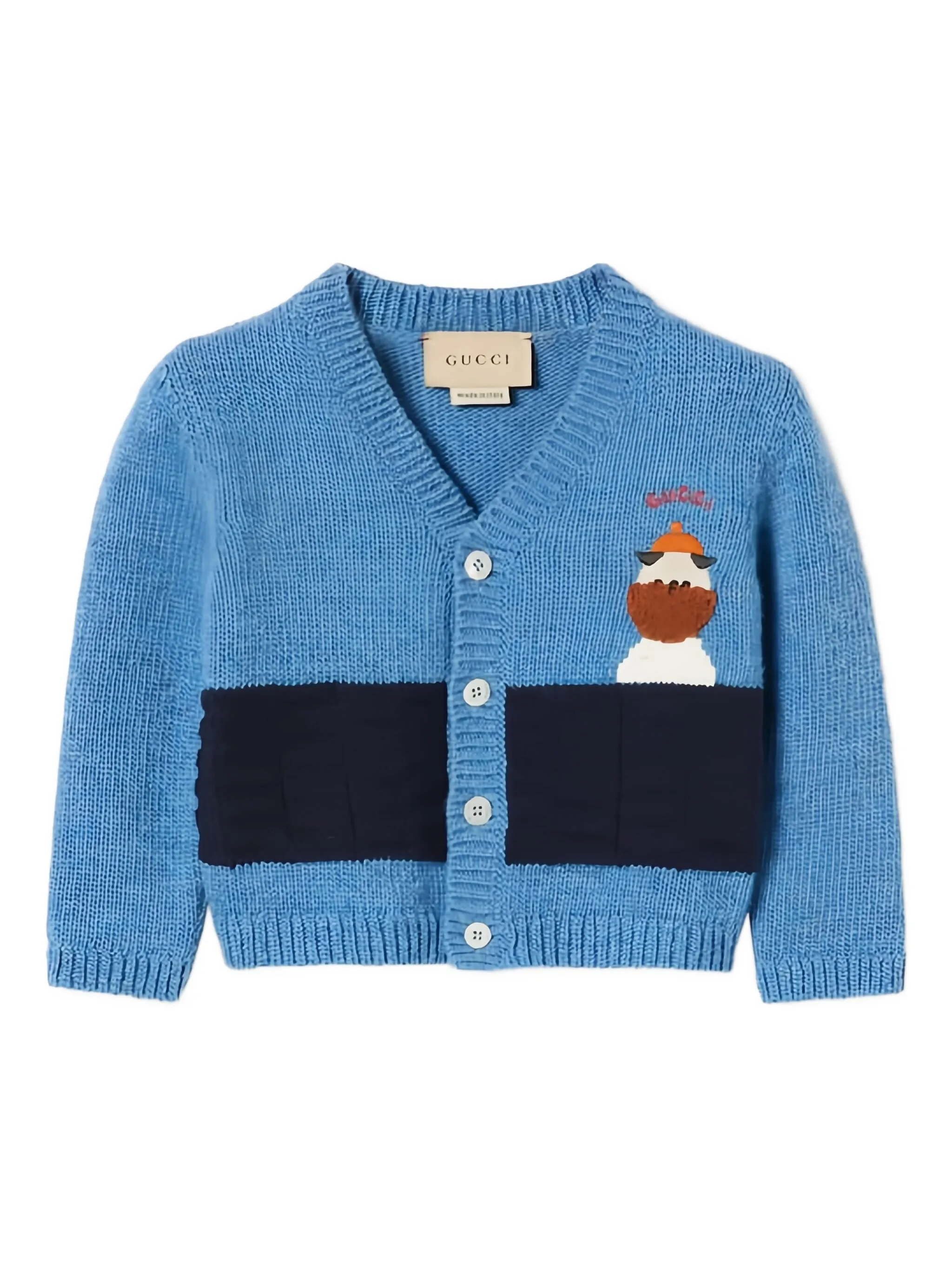 

Шерстяной кардиган с вышивкой Gucci Kids, синий