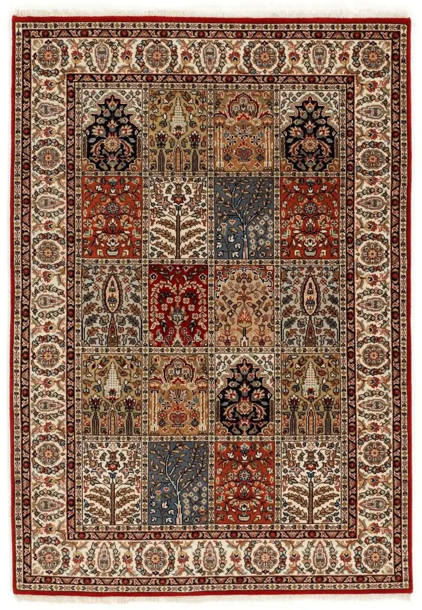 

OCI THE CARPET BRAND Восточный ковер "Саранг Бахтияри", прямоугольный, из чистой шерсти, качественная ручная работа, с бахромой, гостиная OCI Die Teppichmarke 60х90 см, красный/бежевый